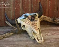 Painted Buffalo Skull Buffalo Art Original Acrylic Painting ...