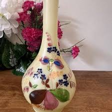 Harrach Antique Pair / Set of 2 Yellow Floral Satin Glass Vases With Florals, Grand Millennial Home Decor, Victorian Art Glass, Chinoiserie - Etsy