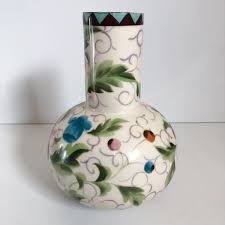 Vintage antique bulbous porcelain vase w/ floral motif cottagecore | eBay