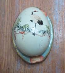 Vintage ASIAN Hand-Painted HERON Red Clay Egg-Shaped PENCIL SHARPENER 2.5"x2"x2" | eBay