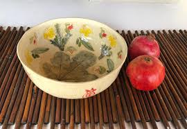 Big Ceramic Fruit Bowl With Seven Spices& Pomegranate Decoration, Handmade Judaica Serving Bowl , Israeli Art, Jewish Wedding Gift. - Etsy