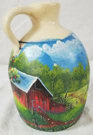 Vintage Marshall Pottery Jug Hand Turned / Hand Painted Farm Apple Tree 7" Tall | eBay