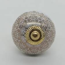 Premium Quality White and Golden Round Shape Ceramic Knobs ...