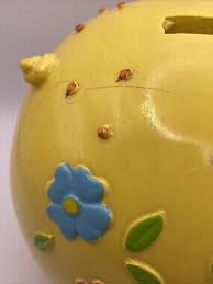 Piggy Bank small yellow floral piggy bank P1 | eBay