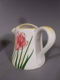 Lot 2 Italian Majolica Pottery a Watering can Jar w/ Tulips & Toby STYLE Pitcher | eBay