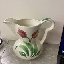 Rare Pitcher Pottery Guild Of America Vintage w Hand Painted TULIPS Unique Shape | eBay