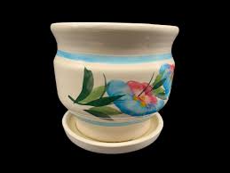 Planter Flower Pot California Pottery Stoneware Design Blue ...