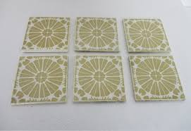 set of 6 Vintage Ceramic Wall Tile Coasters Abstract ...