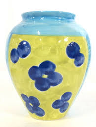 P.b. Hand Painted Ceramic Vase, Italy