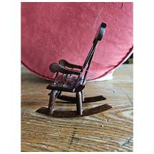 Vintage 4 1/2" Miniature Wood Wooden Doll House Rocker by Sherman . For Sale at Ruby Lane