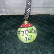 Carla Grogan Ornaments Merry Christmas Y'all Black Ribbon | eBay