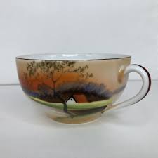 Noritake M Hand Painted Tea Cup & Saucer Sunset Farm Vintage | eBay
