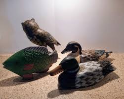 Bundle of 4 VINTAGE WOODEN DECOYS, Hand Painted Decoys ...