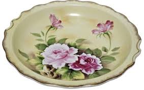 Vintage Hand Painted Porcelain Scalloped Edge Bowl Pink ...