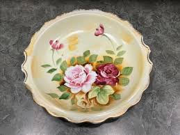 HAND PAINTED Plate…enesco…pink Roses and Greenery ...