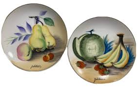 Vintage Hitomi Japan Hand Painted Fruit Plates Set Of 2 Pear ...