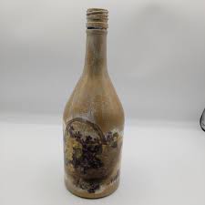 Handmade Decoupage Glass Bottle: Gold Floral Motif Decor - Etsy New Zealand