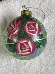 Beautiful Large Vintage Hand painted Floral Glass Christmas Ornament | eBay