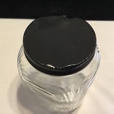 Vintage Glass Hoosier Jar Canister w/ Black Lid Cover (38A ...