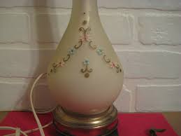 Vintage Mid Century Table Lamp: Hand Painted Floral Accent ...