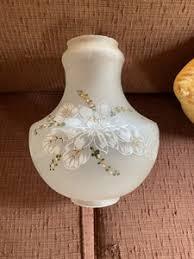 Satin Glass Globe Ball Lamp Shade Hand Painted Flowers ...