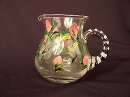 Sugar Bowl & Creamer Clear Glass w/Painted Flowers signed by Robin Lisa | eBay