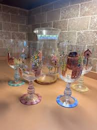 Hand painted Medeira pitcher and glasses | eBay