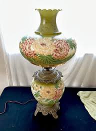 Vintage 3 Way Hurricane Lamp 28” Green & Yellow Red | eBay