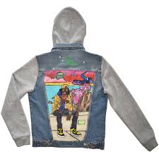 4:20 Time - Hand-Painted Denim Jacket Hoodie – The Label ...