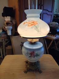 Vintage Working Unique 19 IN TALL Hand Painted Glass Oil ...