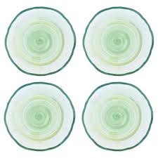 Green Shade Hand-Painted Ceramic Salad Plate - Set of 4 - Made in Italy For Sale at 1stDibs