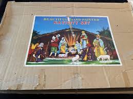 Vintage Nativity Set 14 Piece Hand Painted Made in Japan Light, Music Box, Box | eBay