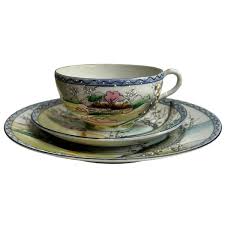 Nippon Hand Painted Cherry Blossom Moriage 3pc Set Tea Cup ...