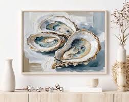 Coastal Oyster Shells Wall Art - Print of My Oil Painting, Beach ...