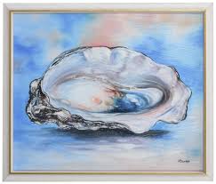 Oyster Shell with Pearl with Gold Accent Frame - World of Decor