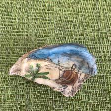 5 Hand Painted oyster shells Trinket Dish Native American ...