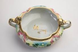 Antique Hand Painted IE&C Co Gilded Double Head Handled Bowl ...