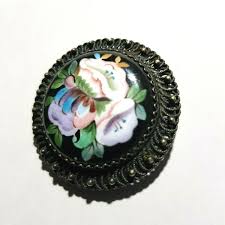 Vintage Sterling Silver 925 Porcelain Handpainted Brooch ...