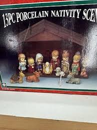 VTG Bethlehem Collection 12 Pc Porcelain Wood Nativity Scene Manger 1997 READ | eBay