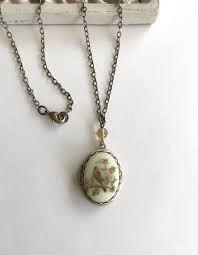 Bird Locket Necklace: Victorian Style Robin and Cherry ...