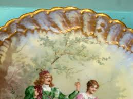 11" ANTIQUE LIMOGES GILT SCALLOPED RIM PORCELAIN WALL PLATE SIGNED DE SOLIS | eBay