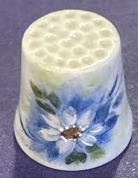 One Vintage Ceramic Thimble With Blue Flowers Chumbley | eBay