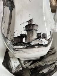 White Pitcher & Bowl Set From Italy W/ Column Ruins Graphic Limited Edition #84 | eBay