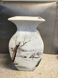 VTG HandMade & HandPainted Winter Scene Ceramic Vase 10 1/2” VGC | eBay