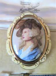 A Pretty Vintage Thomas L Mott Portrait Brooch Painted on ...