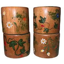 Hand-Painted Wooden Napkin Rings Holders Set of 4 Home Dining Gift | eBay