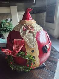 Vintage Large Artist Signed 2006 Santa Claus Christmas Gourd ...