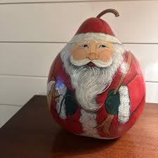 SANTA GOURD CHRISTMAS Décor Festive Folk Art Décor Hand ...