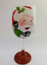Hand Painted Santa Wine Glass – www.thepaintedflower