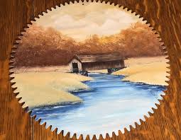 Hand Painted Saw Blade by Rean's Paintings - Sherwood Auctions